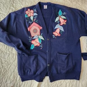 Jerzees Navy Knit Sweatshirt with Soft Fleece Interior